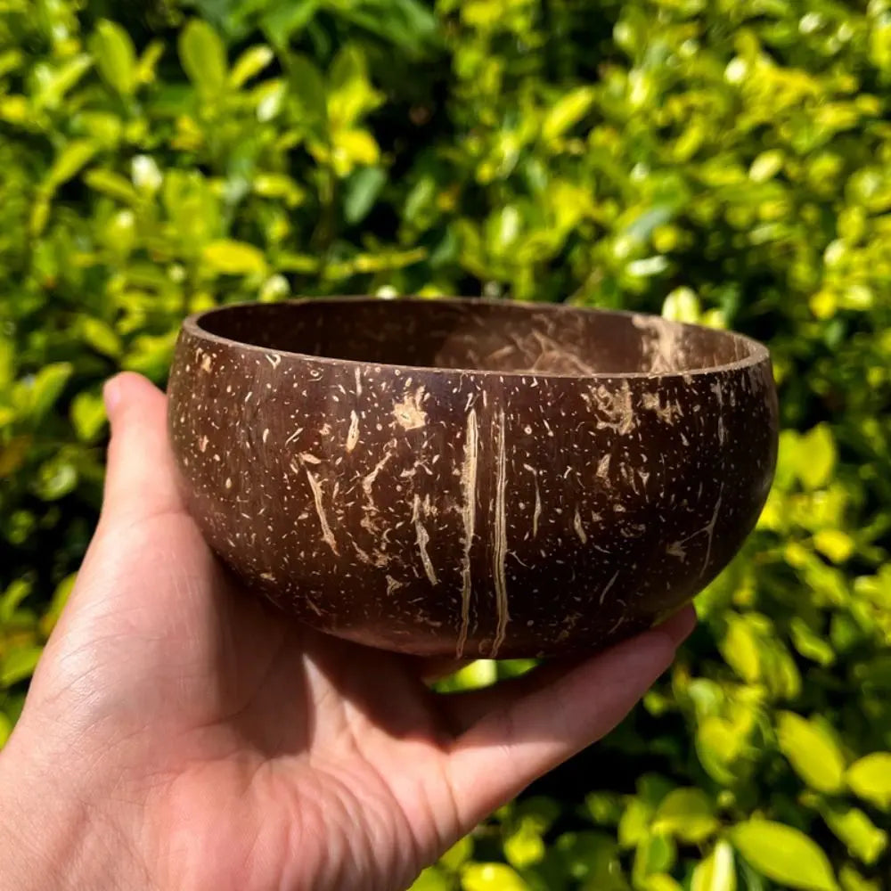 New Natural Coconut Bowls Reusable Wooden Salad Bowl Eating Tableware Coconut Shell Utensils Dessert