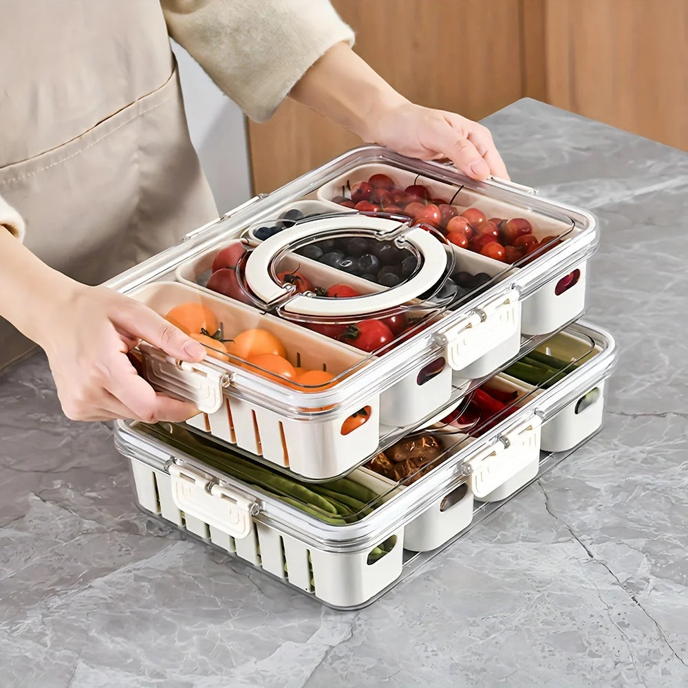 Snack Tray with Handle, Portable Snackle Box Container Veggie Serving Tray,  for Travel Party Refrigerator Organize Box