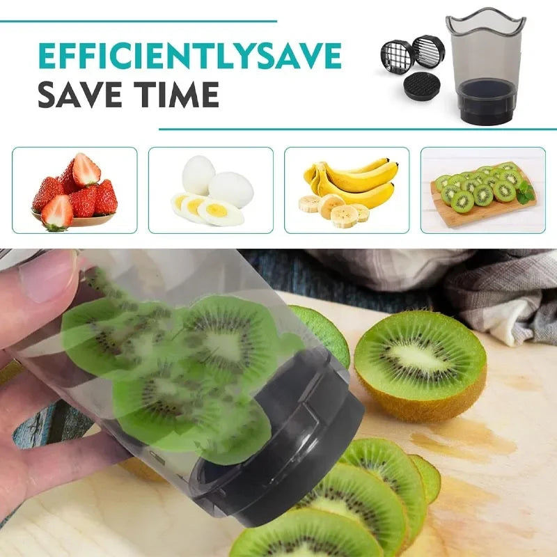 Strawberry Slicer Kitchen Tool Multi Function Fruit Vegetable Cutter with Removable Blades for Berries Mushrooms Bananas